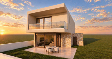 Modern Three-Bedroom Villa in Geroskipou, Paphos with Garden and Communal Pool, For Sale.