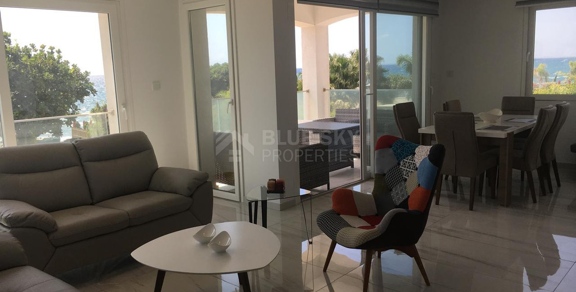 For Rent Luxury Seafront Three-Bedroom Fully Furnished Apartment in Parekklisia