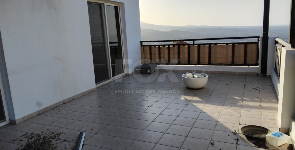 Panoramic Sea-View Two-Bed Peyia Apartment with Pool for rent