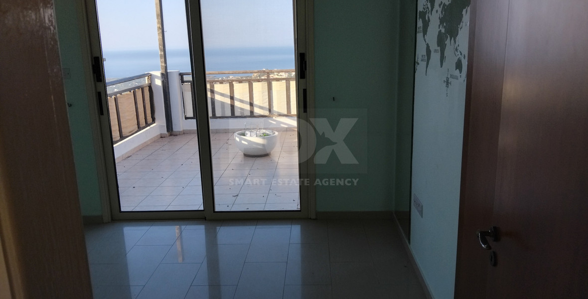 Panoramic Sea-View Two-Bed Peyia Apartment with Pool for rent