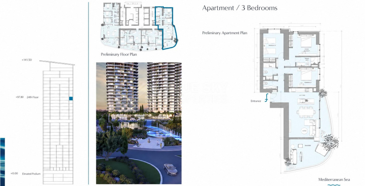 Luxury 3-Bedroom Seafront Apartment for Sale Near Limassol Marina | 24th Floor