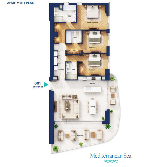 Premium Limassol Apartment with Three Bedrooms with Spacious Veranda For Sale in an Iconic Beachfront Development