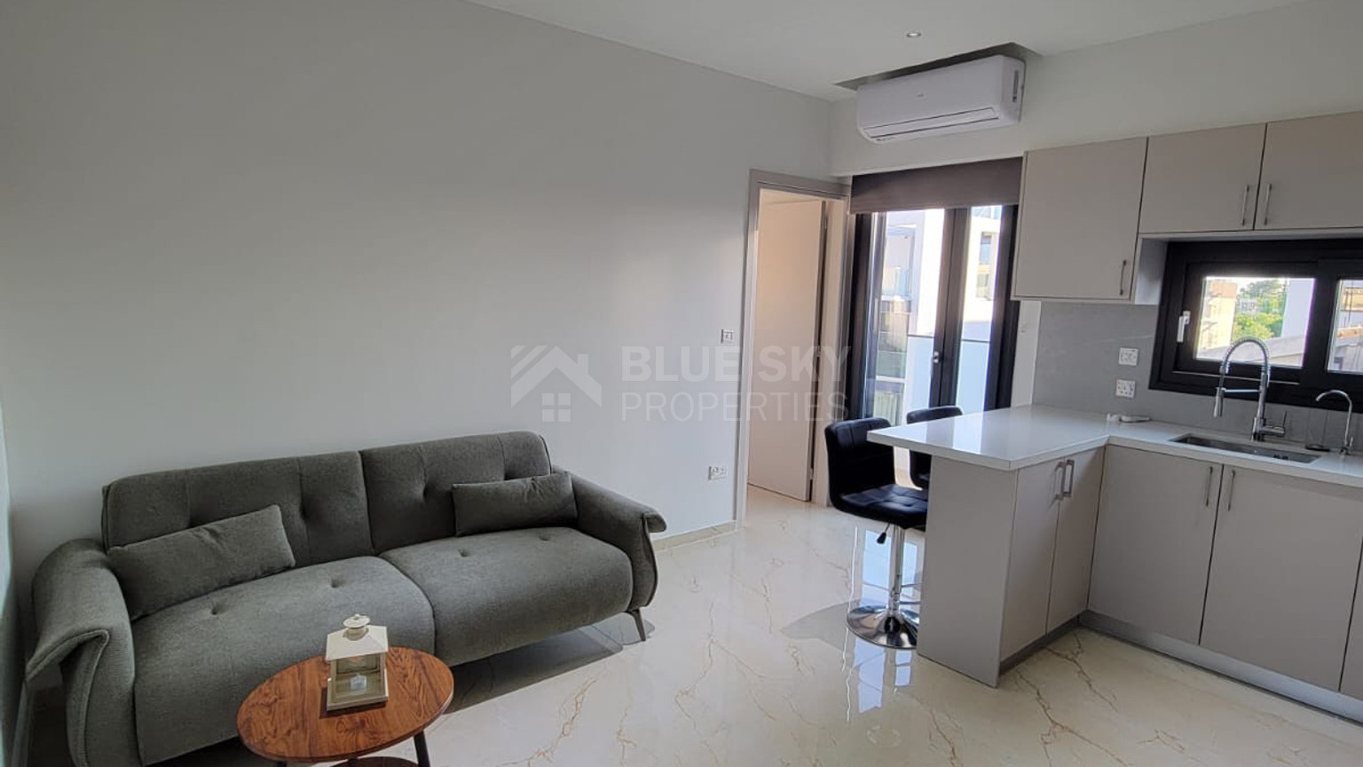 Brand new furnished one bedroom penthouse apartment with roof terrace for rent in Agios Georgios Havouzas, Limassol