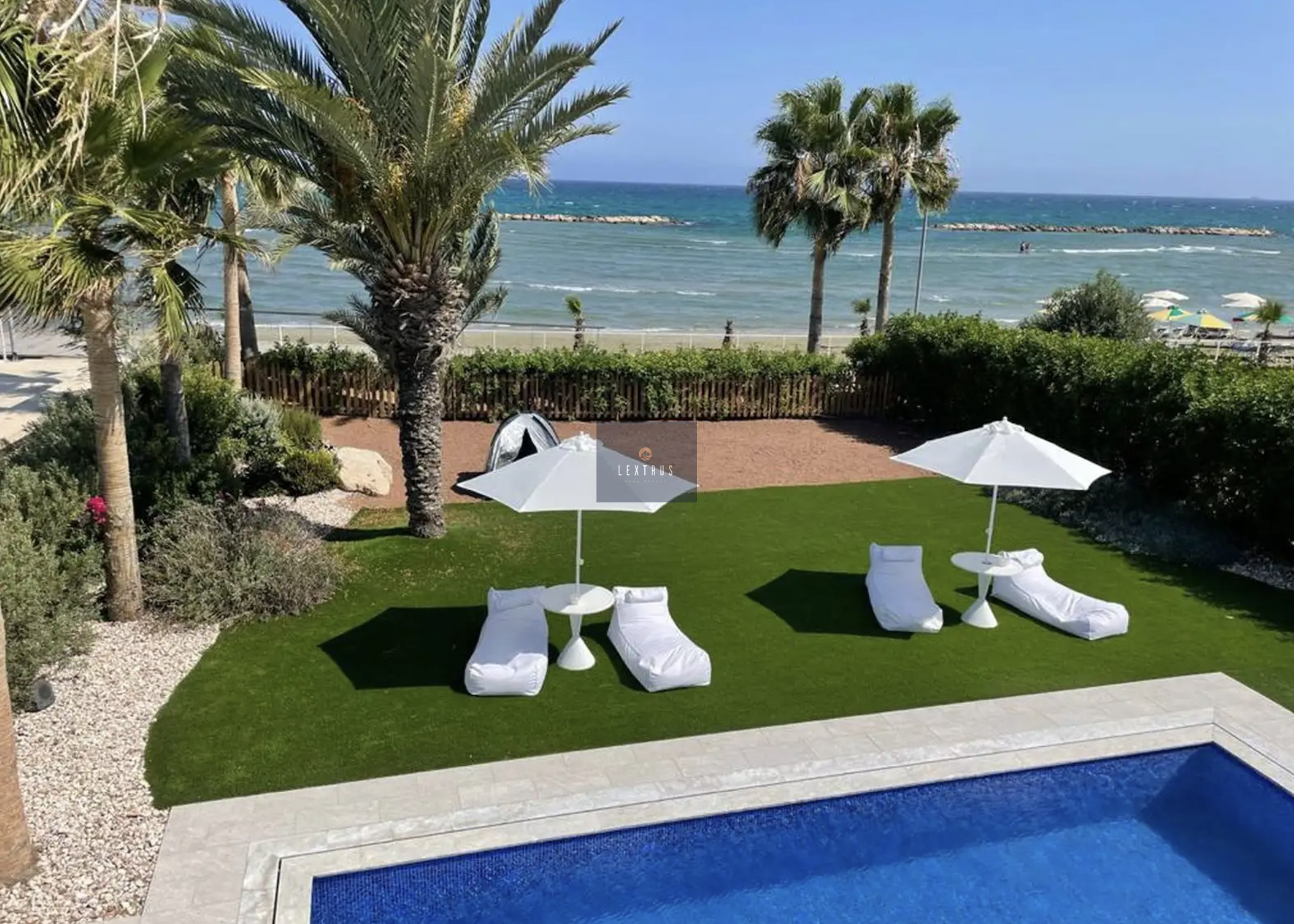 “wake Up in Luxury” Exclusive 5-Bedroom Beachfront Villa for Rent — for rent in Oroklini Tourist Area, Larnaca, Cyprus