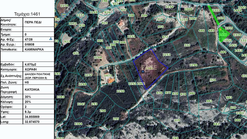 Οικόπεδο προς πώληση 7070 μ² στην τοποθεσία Pera Pedi, Limassol, Cyprus