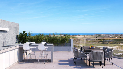 Двухкомнатная квартира с садом на крыше в Деринии