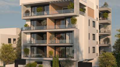 Современная двухкомнатная квартира на третьем этаже в центре Айя Зони