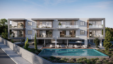 Two Bedroom Top Floor Apartment in Peaceful Chloraka with Pool